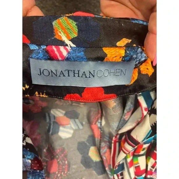 Jonathan Cohen Womens Multicolor Budgie Floral Silk Blanket Maxi Dress S…